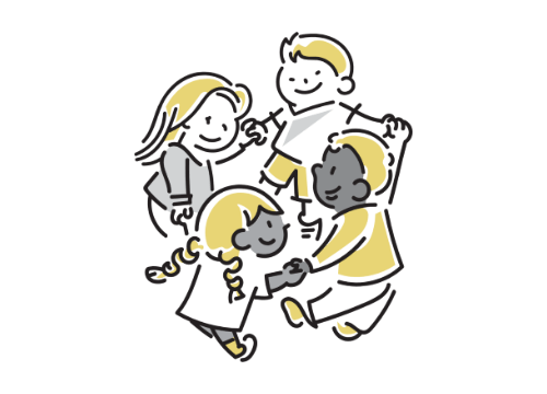 手をつなぐのこどもたちのイラスト