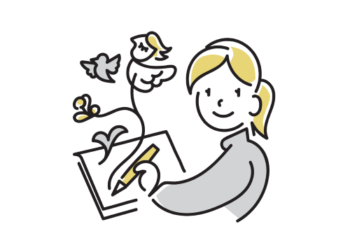趣味を楽しむお母さんのイラスト